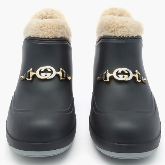 Gucci Crossy Horsebit Sherpa Lined Rain Winter Boots - Picture 6 of 14